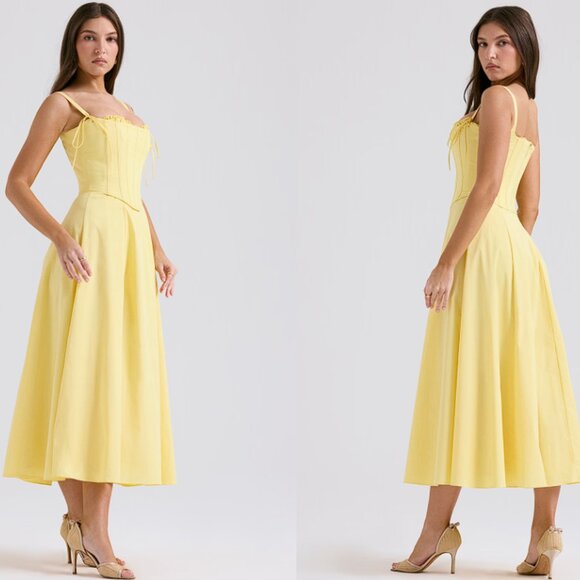 House of CB 'Clarabelle' Sunshine Cotton Midi Dress NWT - Picture 3 of 7